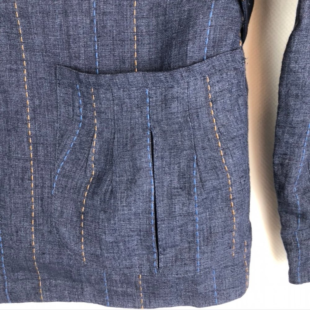 Kenar Casual Linen Jacket with Snap Closure - Picture 4 of 7